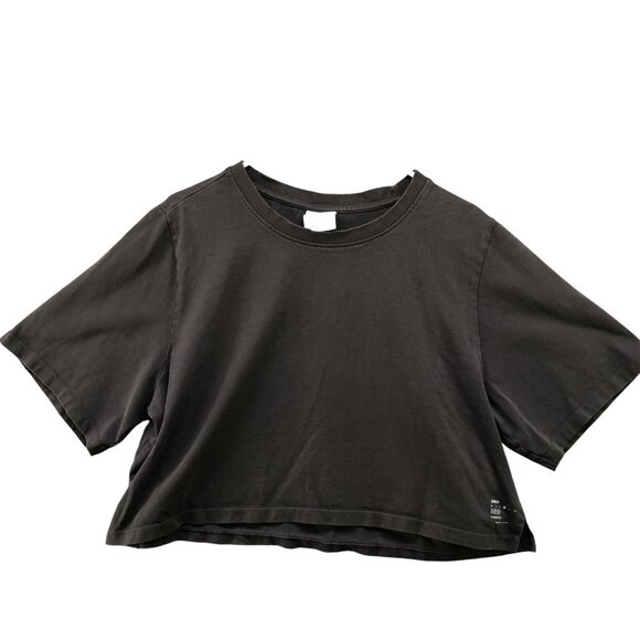 Onia Cropped T Shirt Womens Large L Dark Gray Crewneck Short Sleeve Relaxed - Picture 1 of 7